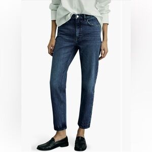 Mango Blue Straight Leg Jeans with Relaxed Fit